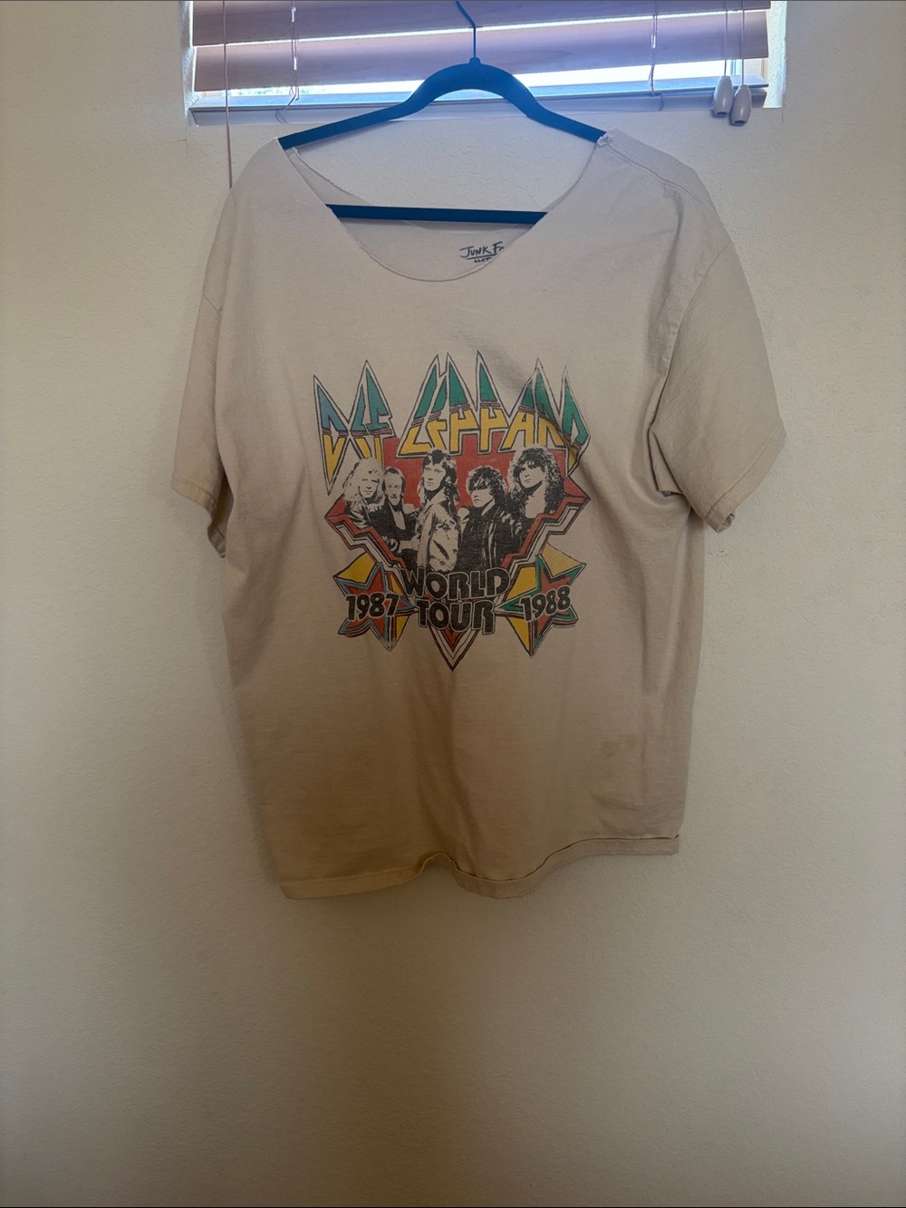 Junk Food Clothing Cream Kids Short Sleeve Band Tee with Colorful Graphic